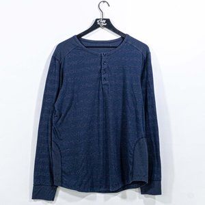 Athleisure Surf Skate Striped Henley Long Sleeve T-Shirt Thrashed XL